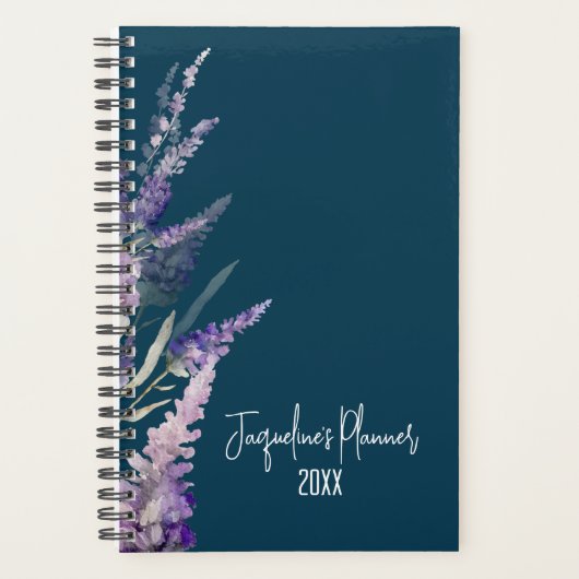 Bloemen Lavendel Blauw Botanisch Jaar Planner (Voorkant)
