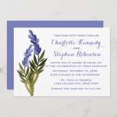 Bloemen lavendel Paarse bruiloft uitnodiging (Voorkant / Achterkant)