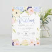 Bloemen  lente bruiloft kaart (Staand voorkant)