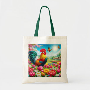 Bloemen/lente haan/kip artwork tote bag