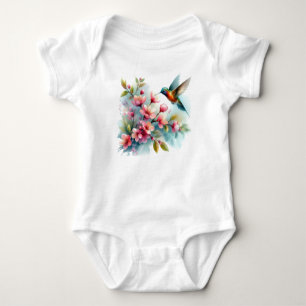 Bloemen/lente kolibrie kunstwerk romper
