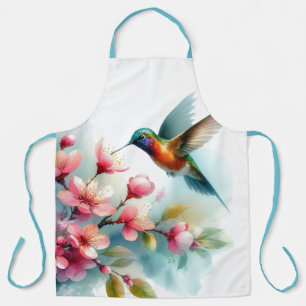Bloemen/lente kolibrie kunstwerk schort