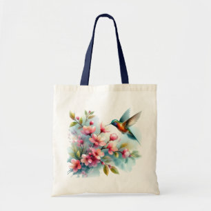 Bloemen/lente kolibrie kunstwerk tote bag