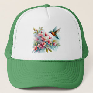Bloemen/lente kolibrie kunstwerk trucker pet
