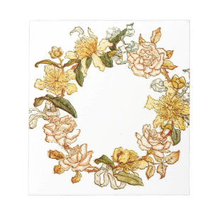 Bloemen Lente krans Bloem Roze Bloemen Art Notitieblok