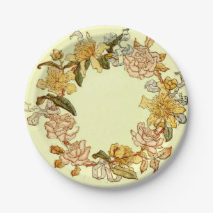 Bloemen Lente krans Bloem Roze Bloemen Art Papieren Bordje