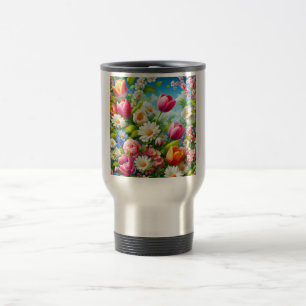 Bloemen/lente kunstwerk reisbeker