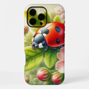 Bloemen/lente lieveheersbeestje artwork iPhone 16 pro max hoesje