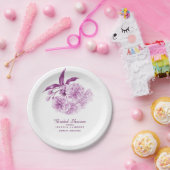 Bloemen lentebloesem paarse mauve vrijgezellenfees papieren bordje (Feest)