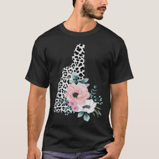Bloemen Leopard New Hampshire Patriottische Vrouw T-shirt