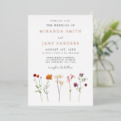 Bloemen Lesbische bruiloft Folie Uitnodiging (Staand Voorkant)