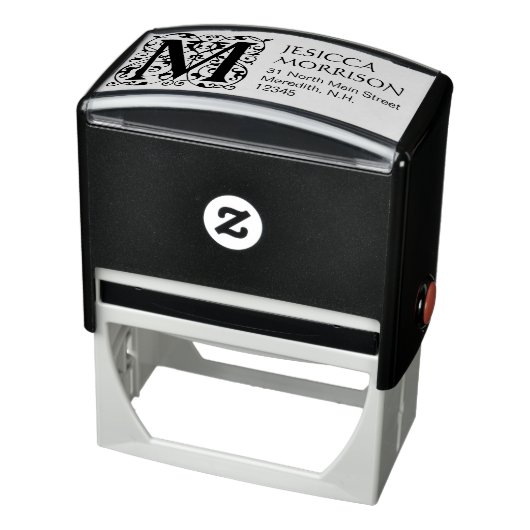  Bloemen Letter M Monogram Adres Zelfinktende Stempel (Product)