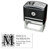  Bloemen Letter M Monogram Adres Zelfinktende Stempel (In situ)