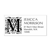  Bloemen Letter M Monogram Adres Zelfinktende Stempel (Design)