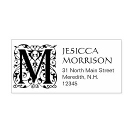  Bloemen Letter M Monogram Adres Zelfinktende Stempel