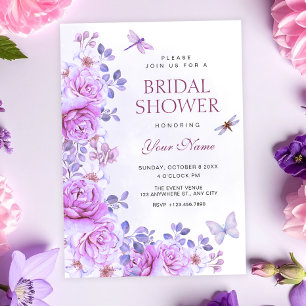 Bloemen libelle bruidsshower kaart