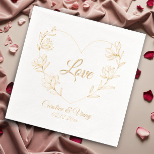  Bloemen Liefde Aangepaste Namen & Datum Folie Servetten