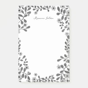 Bloemen Lijst B&W CUSTOM NAME Notitieblok Post-it® Notes