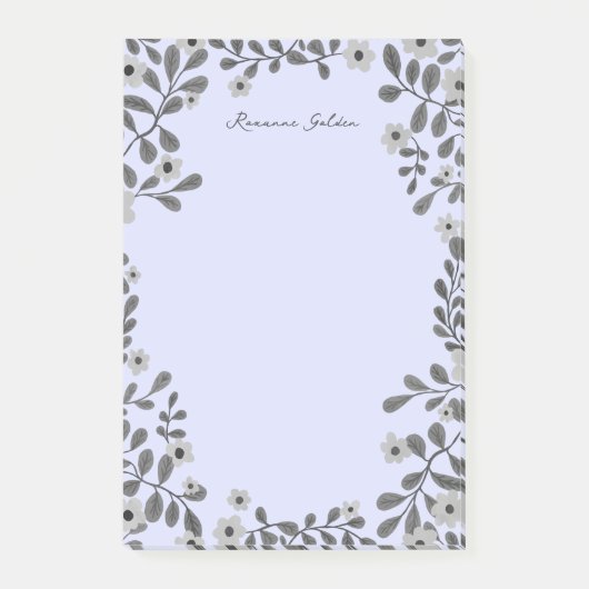  Bloemen Lijst B&W CUSTOM NAME Notitieblok Post-it® Notes (Voorkant)
