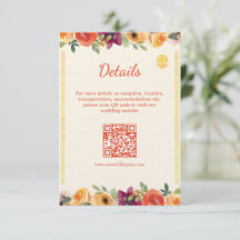 Bloemen lijst beige Chinees bruiloft details QR co