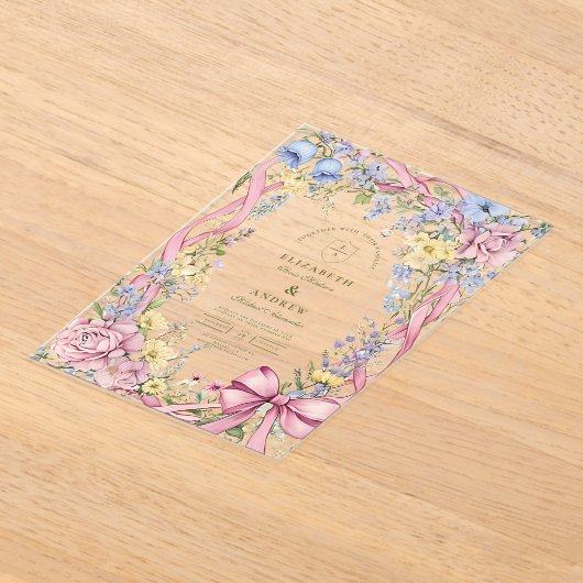  Bloemen lijst bruiloft Acryl Uitnodigingen (Laagn)