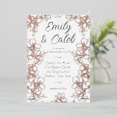 Bloemen Lijst Bruiloft Roos Gouden Folie Invitatio Folie Uitnodiging (Staand Voorkant)