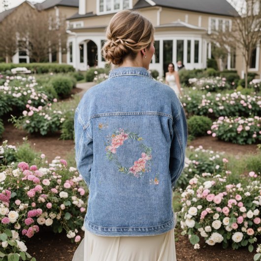 Bloemen Lijst Decoratie Denim Jacket (Huwelijk Achterkant)