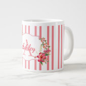 Bloemen Lijst en strepen Extra Grote Beker (Voorkant rechts)