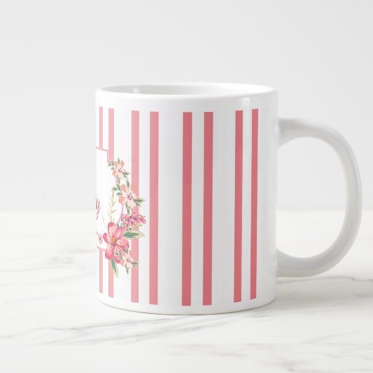 Bloemen Lijst en strepen Extra Grote Beker (Rechts)