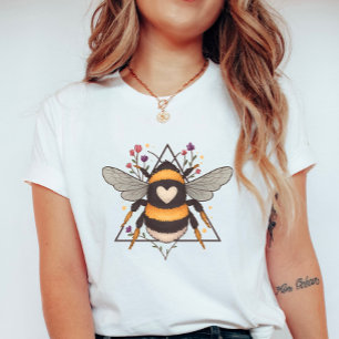 Bloemen Lijst hommel; Schattige Hart Bijen Zomer T-shirt