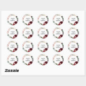 Bloemen Lijst in Bourgogne en Goud Ronde Sticker (Vel)
