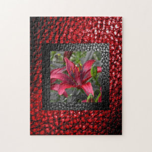 Bloemen Lijst in Faux Leather Boarder Legpuzzel