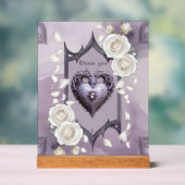 Bloemen lijst met een hart en witte rozen acryl bord (Neutraal)