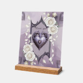 Bloemen lijst met een hart en witte rozen acryl bord (Hoek)