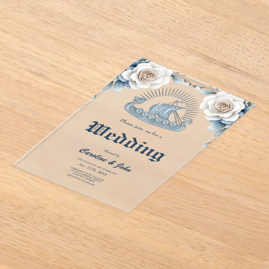 Bloemen Lijst met Rozen en Keltisch design Acryl Uitnodigingen (Laagn)