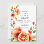 Bloemen lijst met warme sinaasappels bloemen bruil kaart (Voorkant)