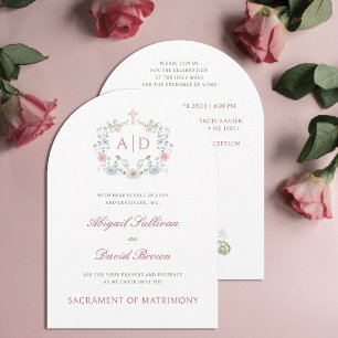 Bloemen Lijst Monogrammen Katholieke Huwelijksuitn Kaart
