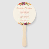 Bloemen lijst paar foto beige bruiloft programma handwaaier (Achterkant)