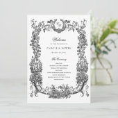  Bloemen Lijst Vines Toile Crest Wedding Programma (Staand voorkant)