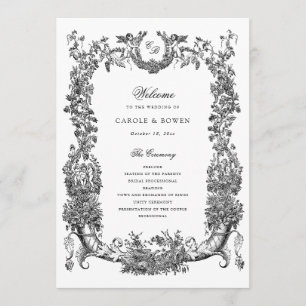  Bloemen Lijst Vines Toile Crest Wedding Programma
