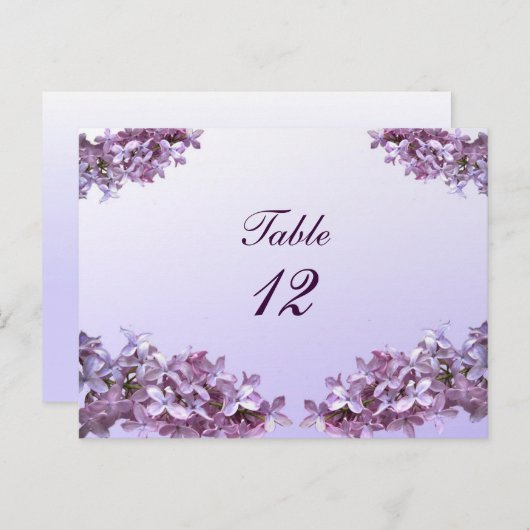 Bloemen Lila Bloemen Trouwtafel Nummer Briefkaart (Voorkant / Achterkant)