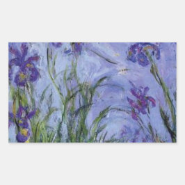 bloemen lila irissen 1917 Monet flora art Rechthoekige Sticker