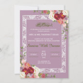 Bloemen Lila Roze Moslim Bruiloft Uitnodiging (Voorkant)