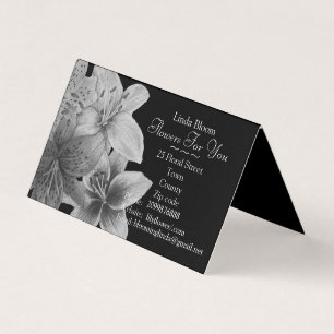 bloemen Lilies floristen voor zwart-wit kunstontwe Visitekaartjes