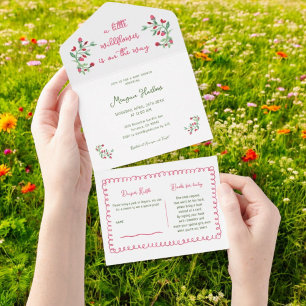Bloemen Little Wildflower Meisje Baby shower All In One Uitnodiging