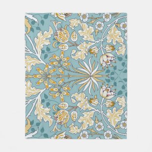 bloemen, loof naadloos lichtblauw patte fleece deken