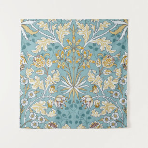 bloemen, loof naadloos lichtblauw patte wandkleed
