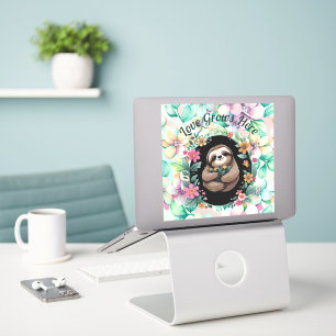 Bloemen luiaard liefde groeit hier sticker