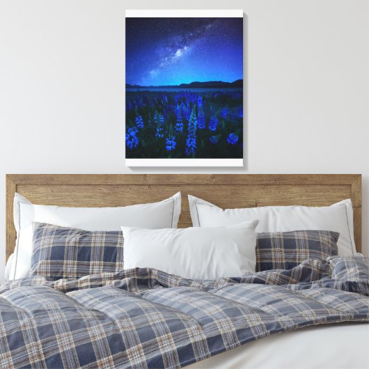 Bloemen | Lupines bloeien bij het Night Lake Tekap Canvas Afdruk (Insitu (Slaapkamer))