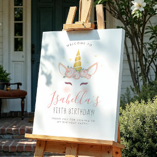 Bloemen Magische Eenhoorn Verjaardagsfeestje Welko Poster